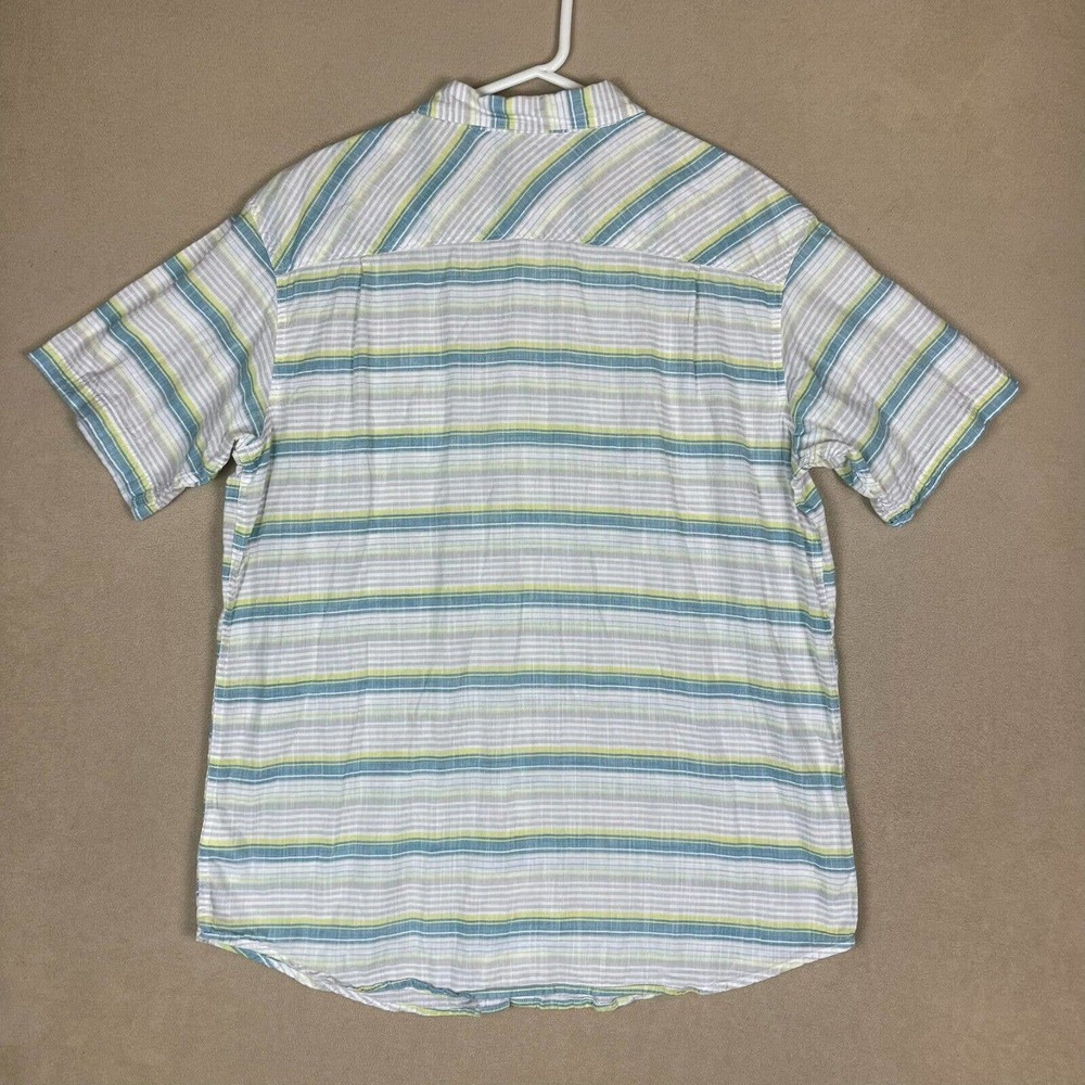 Columbia Shirt Adult XL White/Green Striped Outdoor Short‎ Sleeve Pocket Mens - Picture 9 of 10